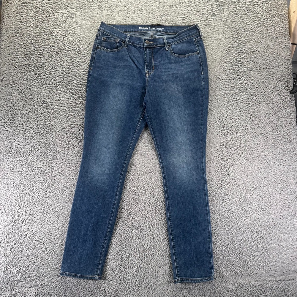 Old Navy Jeans Womens 12 Blue Cotton Denim Skinny Curvy Streetwear Faded Stretch